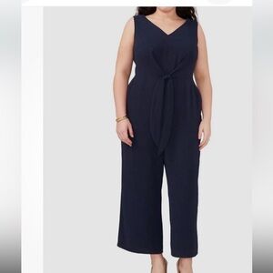 NWT Vince Camuto Classic Navy Tie Front Sleeveless Wide Leg Jumpsuit 3X